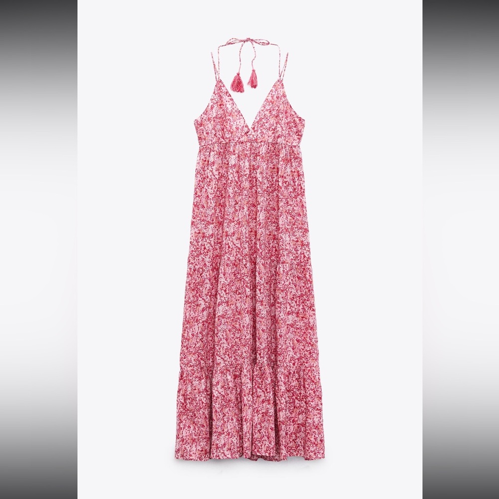 Zara pink flowy dress